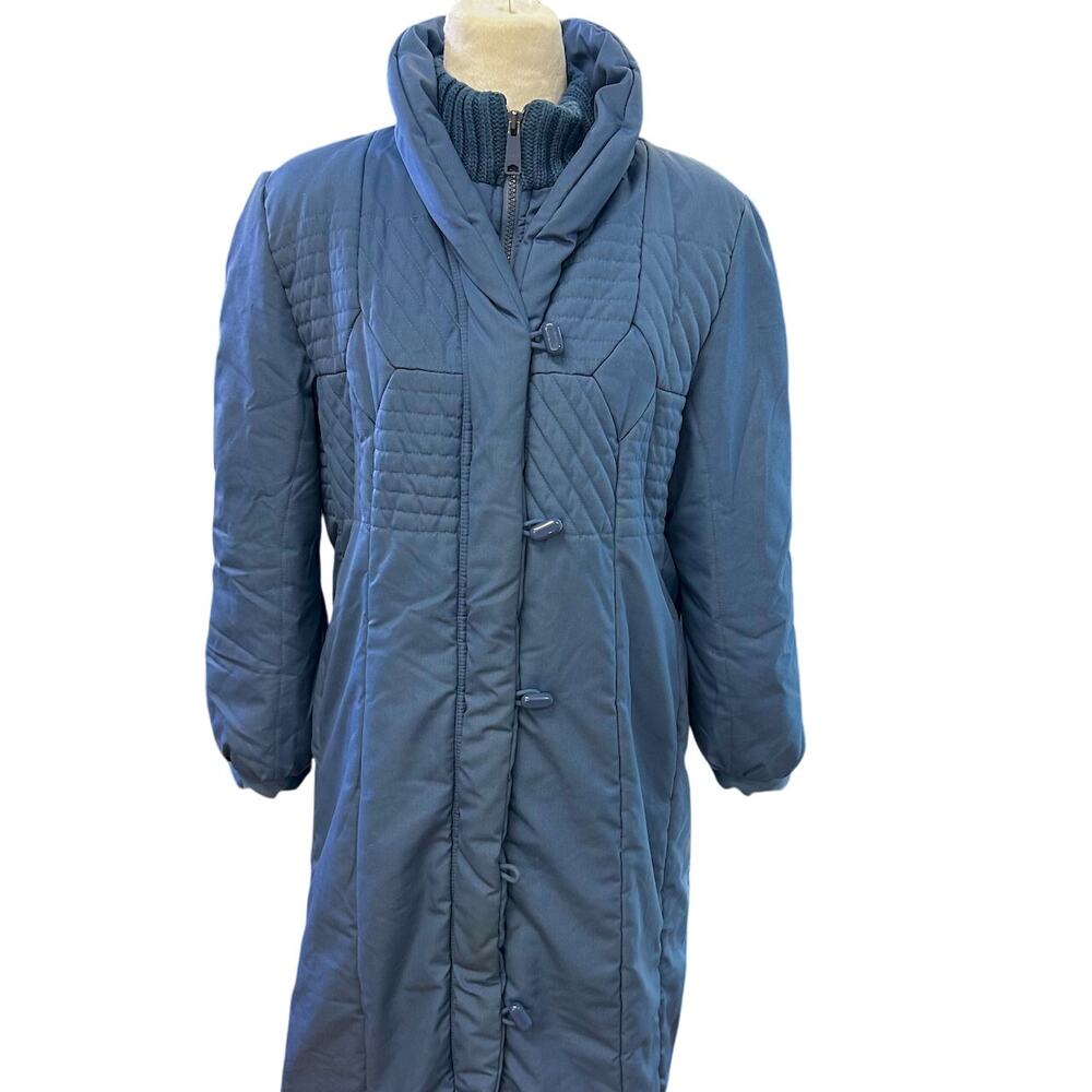 Vintage Quilted Long Snow Coat Blue 80s Winter Maxi Joyce Byers Stranger Things